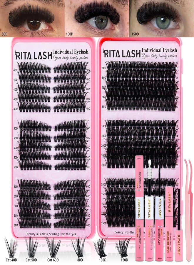RITALASH Lash Clusters Kit Eyelash Clusters Kit Cat Eye Lashes Clusters Lash Extension Kit Cluster Eyelash Extensions Pestañas Postizas Naturales with Lash Bond&Seal,Remover,Lash Tweezers(Cat Eye Lash Kit) - Image 1